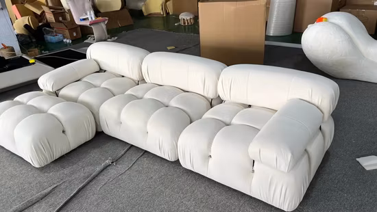 Modern Contemporary Italian Home Furniture for Villa Living Room Divan Corner Sectional Leather & Fabric Sofa