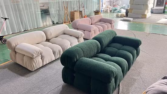 Modern Contemporary Italian Home Furniture for Villa Living Room Divan Corner Sectional Leather & Fabric Sofa