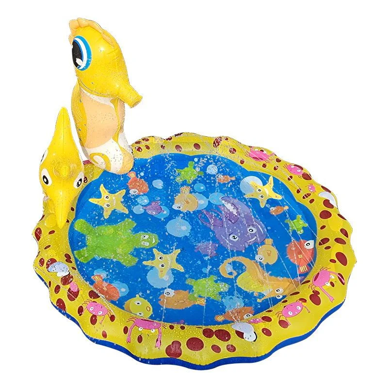 Summer Water Play Equipment and Toys Inflatable Seahorse Sprinkler Pad Splash Mat for Kids