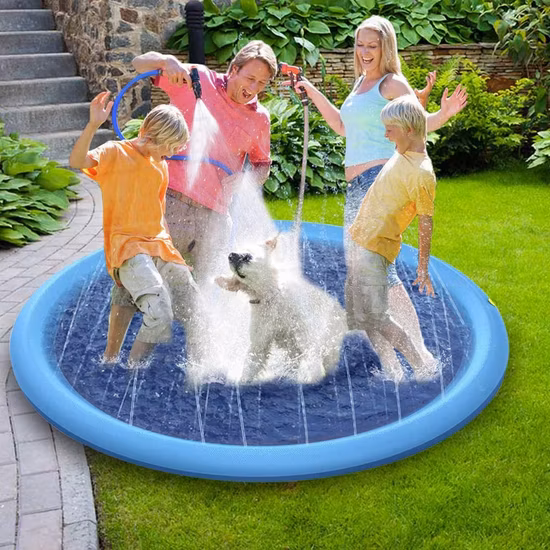 Sommer-Bestseller-Fabrik-Großhandel, maßgeschneiderte Sprinkler-Spielmatte für Kinder, tragbare aufblasbare große Spritzschutzmatte im Freien