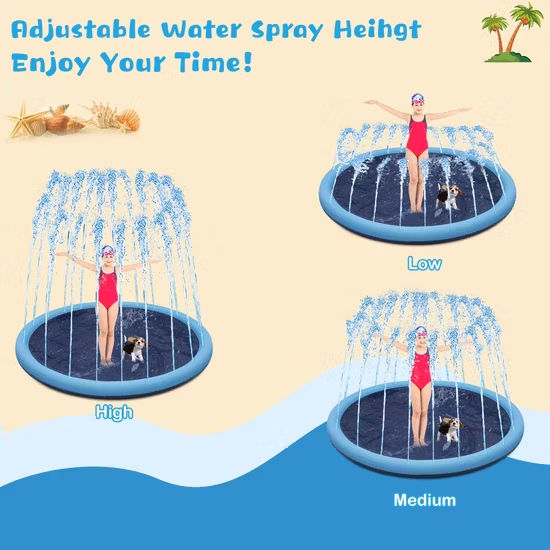 59" faltbares Hundebad, Pool im Freien, verdickt, langlebig, für Haustiere, Sommer, zum Spielen, Wassermatte, Spielzeug, Spritzsprinkler-Pad für Hunde, Schweine, Tiere